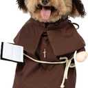 NACOCO Halloween Dog Priest Costume - Pet Minister Clothes Cat Funny Pope Clergy Outfit Apparel Adjustable for Small Medium and Large Dogs(Brown Priest, XS)