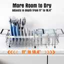 Expandable Dish Drying Rack in Sink,Stainless Steel Over The Sink Dish Drainer Drying Rack for Kitchen Counter,with Utensil Holder,Silver