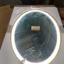 TETOTE Gold Oval Led Mirror with Lights 20" x 28" Metal Framed Oval Lighted Bathroom Vanity Mirror Wall Mounted, Front and Backlit 3 Color Stepless Dimmable Anti Fog, Shatterproof, CRI 90+