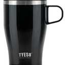 TYESO Coffee Mug,Insulated Tumbler with Lid,Vacuum Insulated Mug Double Wall Stainless Steel Office Tumbler Cup (Black, 13 oz)
