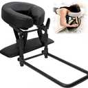 Massage Headrest for Bed with Arm Rest,Adjustable Face Cradle for Home Massage Kit,Portable Bed Massage Head Holder & Face Down Pillow After Eye Surgery,With Pillow Covers (Fabric & PU Leather),Black, 5 inches x 17 inches x 12 inches