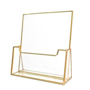 1 Gold Glass Brochure Holder Stand 8.5 x 11 Inches Acrylic Flyer Trifold Holder Display Business Pamphlets Booklets for Brochures Magazines Literatures Display Office Tabletop Trade Show