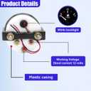 2" 52mm 12V Fuel Level Gauge Meter Kit with Nut/Bracket - 240-33ohm Boat Fuel Gauge Gas Tank Meter with E-1/2-F Pointer Dash, Universal for Car RV Yacht Marine Motorcycle (Black)