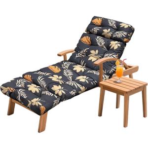 Outdoor Chaise Lounge Chair Cushion 75.1 x 23.6 x 4.7in, Waterproof Replacement Cotton Patio Thickened Pool Lounge Chair Cushion with Ties for Patio Outdoor Furniture,Autumn Leaves