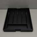 Bellsal Black Silverware Organizer Kitchen Drawer Organizer Expandable Bamboo Utensil Holder Cutlery Tray for Kitchen Utensil and Flatware Bedroom Office (7 Slots Expandable)