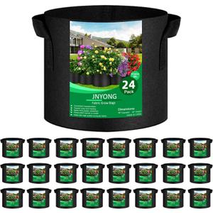 JNYONG 24-Pack 10 Gallon Thickened Non-Woven Grow Bags, Aeration Fabric Pots with Handles