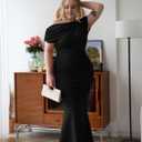 YMDUCH Women's Elegant Sleeveless Off Shoulder Bodycon Long Formal Party Evening Dress (Black, L)