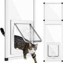 Vertical Cat Door for Window, Fits 31"-42" Height Window, 2-Min Install | Aluminum Frame + HD Glass | Weatherproof Design | Magnetic Closure Window Cat Door Insert, Adjustable Pet Door Window for Cats