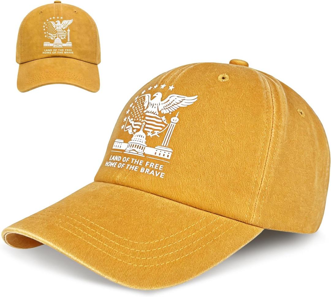 250th USA Anniversary Hat | Adjustable Cotton Unisex Baseball Cap for Patriotic | Perfect for Independence Day & Patriotic Events | Ideal Gift for 250 Years USA Anniversary Events Ginger Yellow (Gold)