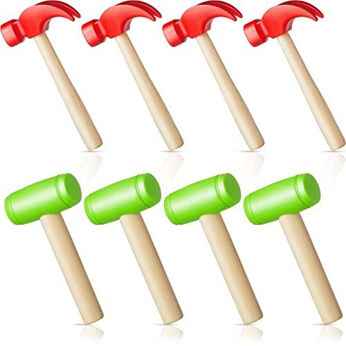 Deekin Toy Hammer Simulation Small Wooden Plastic Maintenance Tools Hammers Educational Toys Party Gift for Teens Girls Boys School Birthday Games Party Supplies(4 Pcs,2 Style Toy Hammer)