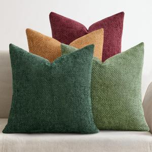 MIULEE Christmas Pack of 4 Couch Throw Pillow Covers 18x18 Inch Christmas Dark Green Soft Decorative Chenille Pillow Covers Farmhouse Accent Cushion Cover for Boho Home Decor Sofa Bedroom Living Room MIULEE Christmas Pack of 4 Couch Throw Pillow Covers 18x18 Inch Christmas Dark Green Soft Decorative Chenille Pillow Covers Farmhouse Accent Cushion Cover for Boho Home Decor Sofa Bedroom Living Room