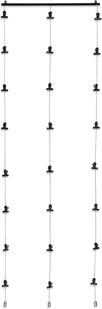 You Have Space WAJER Picture Hanging Kit with 24 Magnetic Clips for Pictures, Polaroids, Kids Crafts and Artwork, Metal Black