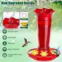Gbekery 10 OZ Glass Hummingbird Feeders for Outdoors Hanging - Red 2 Pack, Ant & Bee Proof and 6 Feeding Ports, Garden Yard Dcor Gifts for Mom