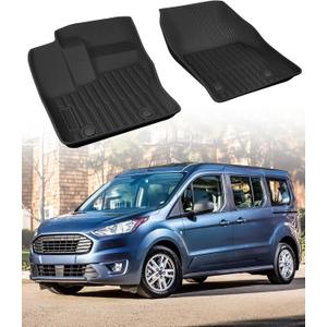 Car Floor Mats for Ford Transit Connect: 2014-2021 Front Row Mats, Only Fit Vinyl Floor and Floor Posts, All Weather Floor Liners for Connect Van Accesories, Heavy-Duty Anti-Slip Black TPE Carpets