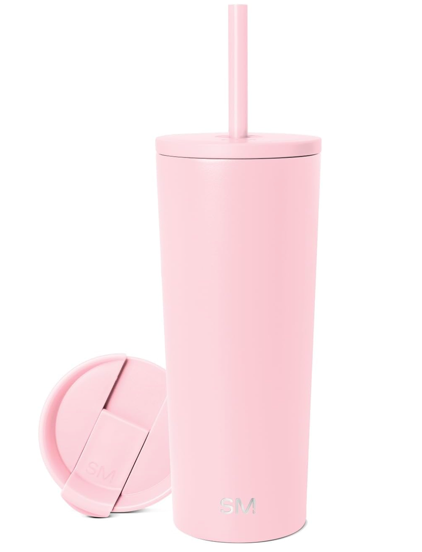 Simple Modern Insulated Tumbler with Lid and Straw | Iced Coffee Cup Reusable Stainless Steel Water Bottle Travel Mug | Gifts for Women Men Her Him | Classic Collection | 24oz | Blush