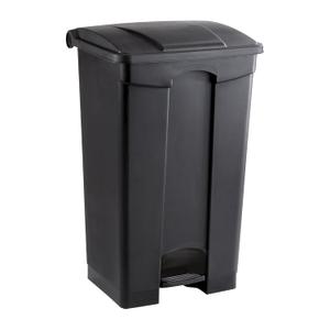 Safco Step On Plastic Trash Can with Foot Pedal, 23 Gallon Garbage Can for Kitchen, Indoor or Outdoor Use, Hands Free, Black
