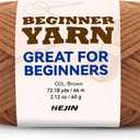 60g Brown Yarn for Crocheting and Knitting;66m (72yds) Cotton Yarn for Beginners with Easy-to-See Stitches;Worsted-Weight Medium #4;Cotton-Nylon Blend Yarn for Beginners Crochet Kit Making (1PACK, Toasty Temptation(9))