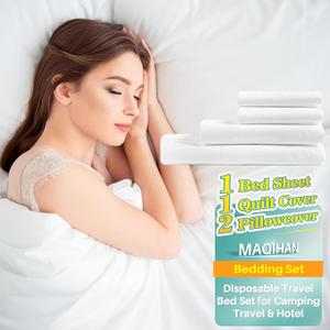 MAQIHAN Disposable Sheets for Travel - Disposable Bed Sheets Queen Size
4PCS Disposable Bedding Set with Bed Sheet, Quilt Cover & 2 Pillow Covers for Hotel, Cruise, Business Trip Essentials
200+ bought in past month