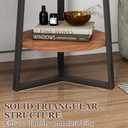 Gadroad Round End Table with Storage Shelf, 2 Tier Farmhouse Side Table Nightstand for Living Room, Bedroom, Wood Tabletop & Black Metal Frame, Brown 15.7 * 15.7 * 23.0inches