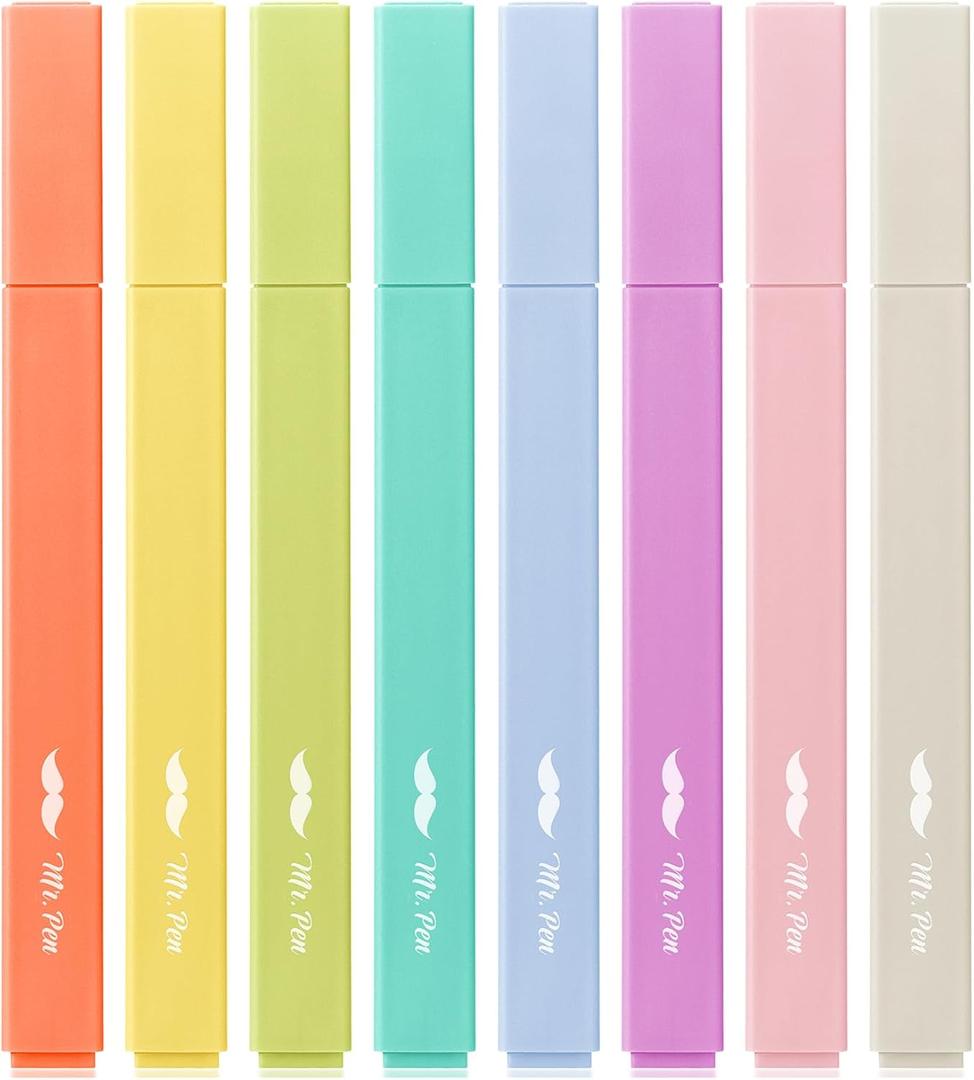 Mr. Pen- Aesthetic Highlighters, 8 Pack, Chisel Tip, Retro Colors, Cute Highlighters Assorted Colors, Cute Markers