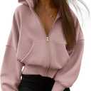 BTFBM Hoodies For Women Spring Clothing 2026 Long Sleeve Zip Up Fleece Fashion Sweatshirts Jacket Y2K Hoodie Fall Fashion (X-Large, Grey Pink)