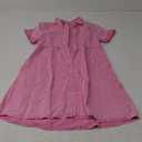 LookbookStore Women's Short Sleeve Button Down Flowy Tiered Babydoll Denim Dress (Medium, Aurora Pink)