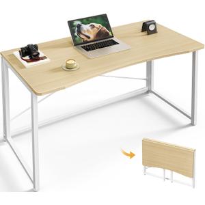Huuger Folding Desk for Small Spaces, 39.3 Inch Foldable Computer Table, for Home Office, Study, Bedroom, Dorm, Space Saving, Small Writing Work Office Computer Desk, Easy to Fold, Oak