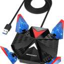 NEWFAST 5400Mbps Gigabit USB WiFi 6E Adapter for PC - AX5400 Tri-band Wireless Dongle With 4x5dBi Antennas, WPA3, MU-MIMO - Support Windows 10/11 ONLY