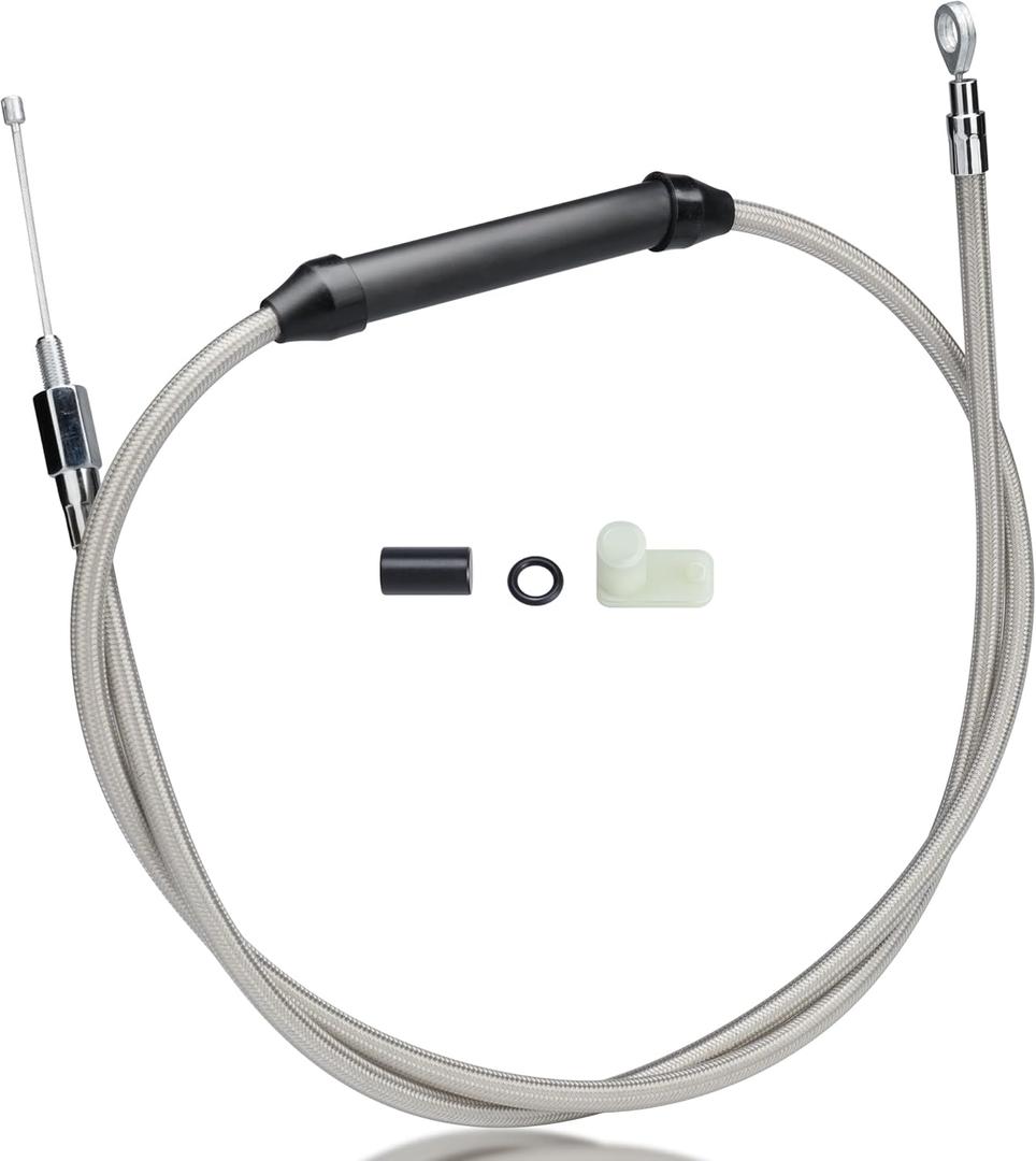 MoKitDora 66-15/16" Twin Cam Clutch Cable Black Vinyl for 2007-2016 Harley Touring Dyna Softail Twin Cam & '18-Later M8 Models 6 Speed Transmission with Mechanical Clutch, Chrome