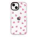 NITITOP Compatible with iPhone 13/14 Case Cute Clear for Women Girls Pink Love Heart Pattern Ultra Slim with Bumper Protector Soft TPU Anti-Yellow Protective Cover - Pink Heart