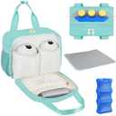 PIIOSER Breastmilk Cooler Bag with Ice Pack, Compatible with Wearable Breast Pumps & Accessories - Portable Pumps Carrying Case for Nursing & Working Moms (Green-Small)