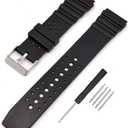 Black Silicone Rubber Divers Watch Band 18mm 20mm 22mm Replacement Strap