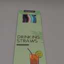 Senneny Set of 5 Stainless Steel Straws with Silicone Flex Tips Elbows Cover, 2 Cleaning Brushes and 1 Portable Bag Included (Silver)- 8mm diameter