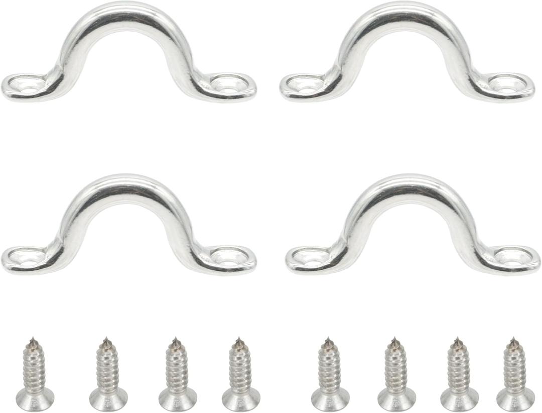 Tie Down Anchors for Bimini Top Eye Straps - Heavy Duty 316 Stainless Steel Pad Eyes/Footman's Loops for Boat & Kayak Deck Rigging (M5 M6 M8 M10 Sizes)