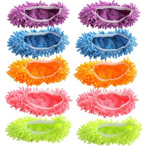 Acronde 5Pairs Multi Function Duster Mop Slippers Shoes Cover Chenille Fiber Washable Foot Socks Floor Cleaning Tools Shoe Cover for Bathroom, Office, Kitchen, House Polishing Cleaning