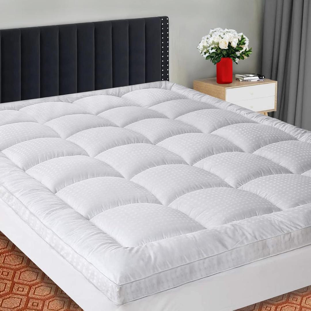 SOPAT Extra Thick Mattress Topper Twin XL 400TC Cotton Pillow Top Breathable Mattress Pad Protector with 822" Deep Pocket Soft Down Alternative Fill Mattress Cover (39x80 Inches, White)