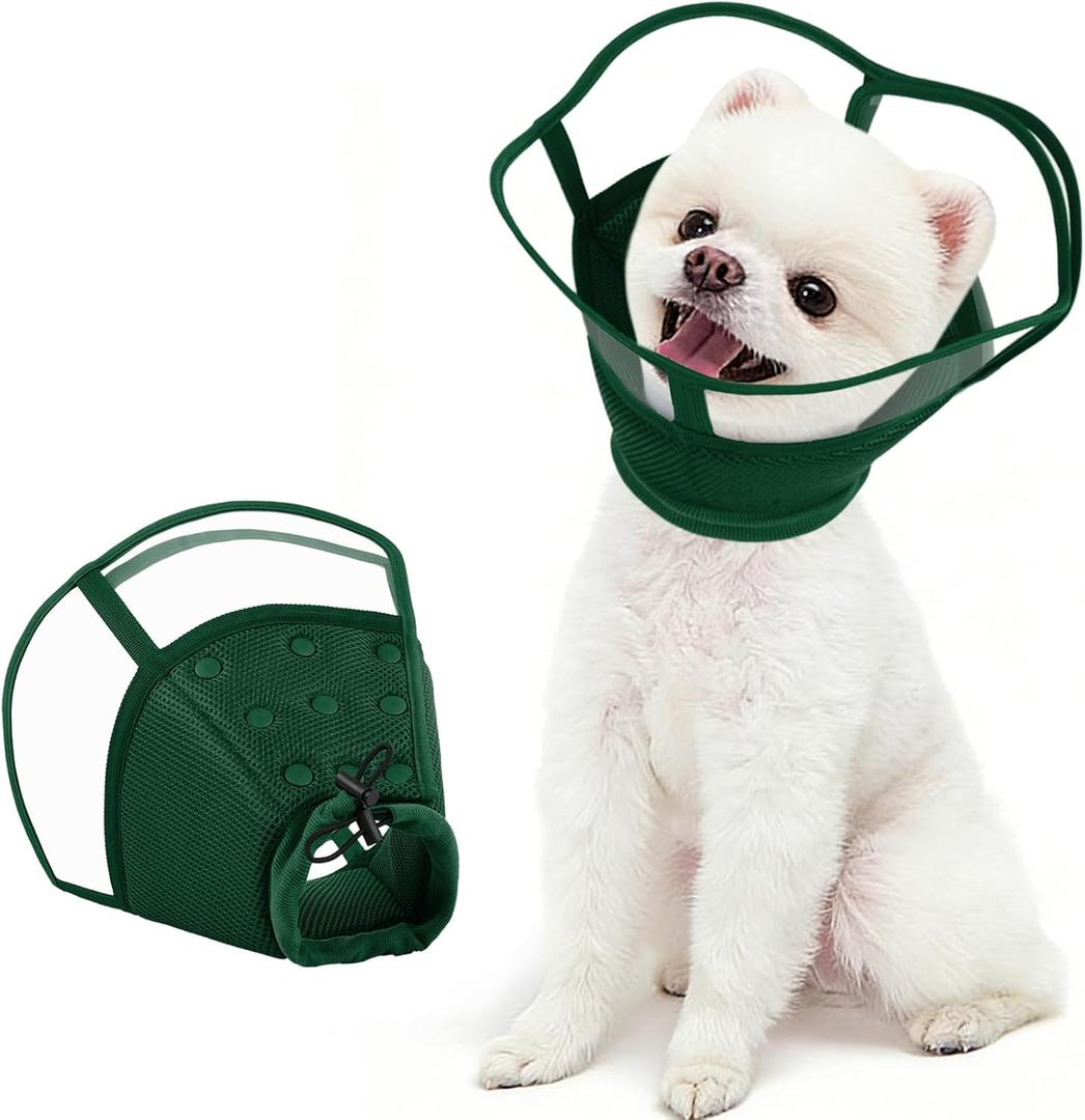 Kuoser Small Dog Cone Collar After Surgery, Soft Cone for Dogs to Stop Licking, Breathable Pet Recovery Collar Comfortable Elizabethan Collars, Adjustable Protective Dog Cones for Small Dogs, Green S (S (Neck: 9.4"- 11.8"))