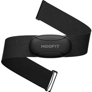 moofit HR8 Heart Rate Monitor Chest Strap, Low Energy Real-Time Heart Rate Data Bluetooth 5.0/ANT+, Longer Communication Range, IP67 Waterproof, Compatible with iOS/Android Apps, Gym Equipment, Black