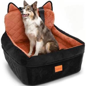 Dog Booster Car Seats for S/M Dogs Up to 35lbs,Pet Car Seat/Travel Bed with Washable&Removable Cover,Storage Pockets,Dog Safety Belt and Elevated Cushion Fits in Front/Back Seat
