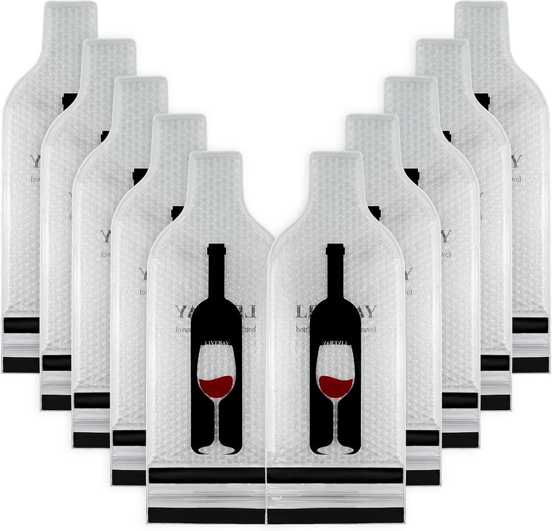10 Set Wine Bags for Travel, Wine Bottle Travel Protector Bags, Wine Travel Bags for Wine Bottles Airplane, Wine Packaging Skins Sleeves for Air, Car and Cruise Travel, 7.1 x 7.1 x 16.5 inches