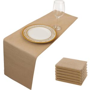 6 Pack Burlap Table Runners 12x72 Inch - Natural Jute Rustic Farmhouse Table Runner Decor for Western Wedding, Farmhouse Party, Holiday & Kitchen Coffee Table (Brown, 12x72 6PC)