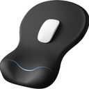 Ergonomic Mouse Pad with Wrist Rest, Black Mousepad with Wrist Support, Non-Slip Hard Base Mouse Pads, Portable for Office/Home/Travel Work