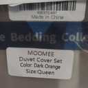 MooMee Bedding Duvet Cover Set 100% Washed Cotton Linen Like Textured Breathable Durable Soft Comfy (Solid Dark Orange, Queen 90"x90")