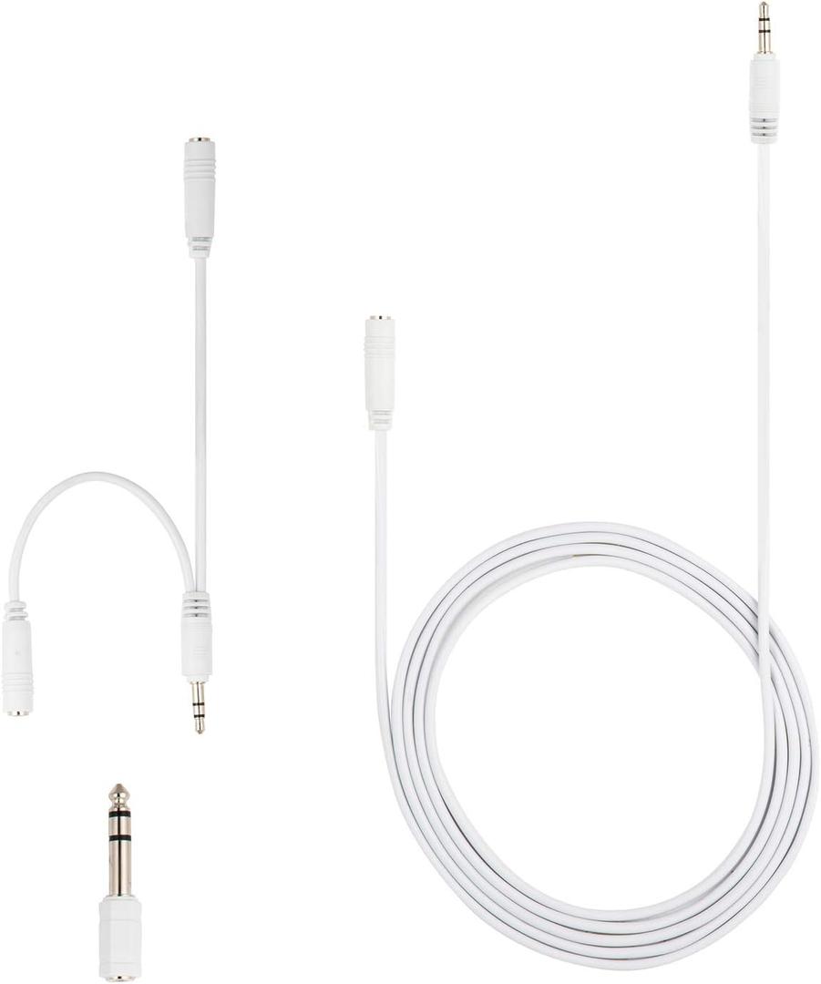 GE Headphone Adapter Kit, 3.5mm, Stereo Adapter, Extension Cable, and Audio Splitter, White, for Headphones, Stereo, MP3, Tablets, Smartphones and More, 34509 Line Cable | White