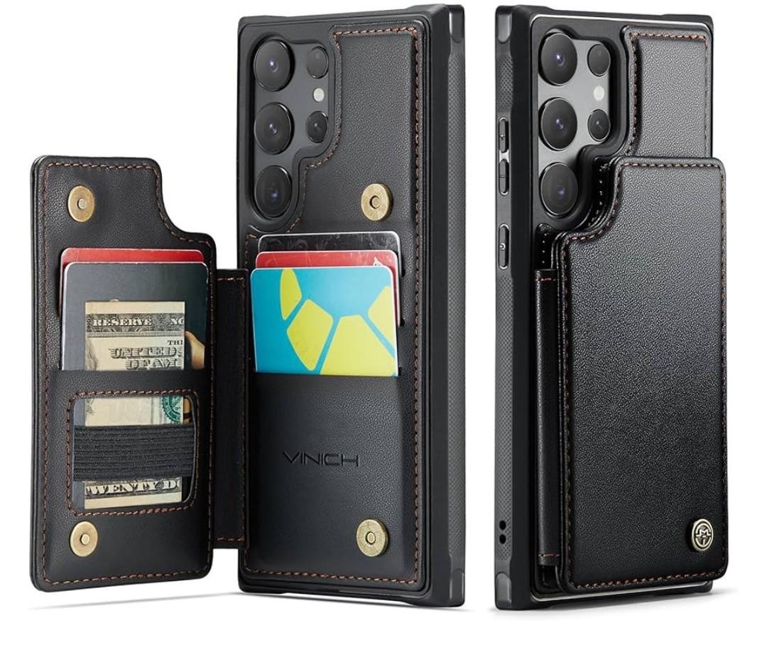 Vinich for Samsung Galaxy S23 Ultra Wallet Case with Card Holder, RFID Blocking Credit Slots Kickstand Shockproof Phone Cover Fit for Galaxy S23 Ultra 6.8" Black