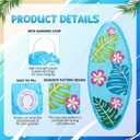 23 Inch Blue Surfboard Piata with Stick Blindfold Confetti, Hawaii Beach Theme Surfboard Piata Red Frangipani Palm Leaves Patterned for Summer Luau Birthday Party Decorations