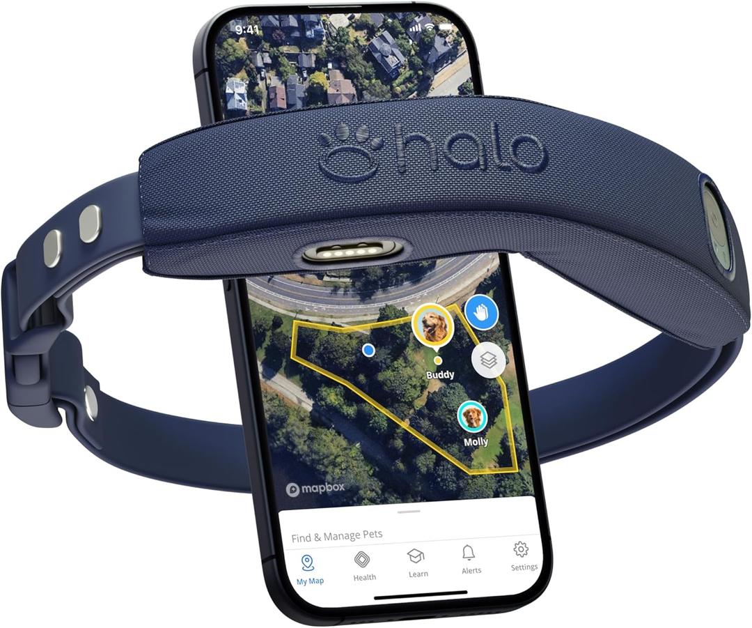 Halo Collar 4, GPS Wireless Dog Fence & Dog Training Collar with GPS Tracker, Subscription Required, Waterproof, Midnight, One Size