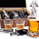 Whiskey Decanter Set by Royal Reserve  Whiskey Gifts Set - Twisted Bourbon Decanter 24 oz with Glasses, Whiskey Stones, Coasters, Tongs  Birthday Gift for Men, Husband, Him, Dad, Boyfriend