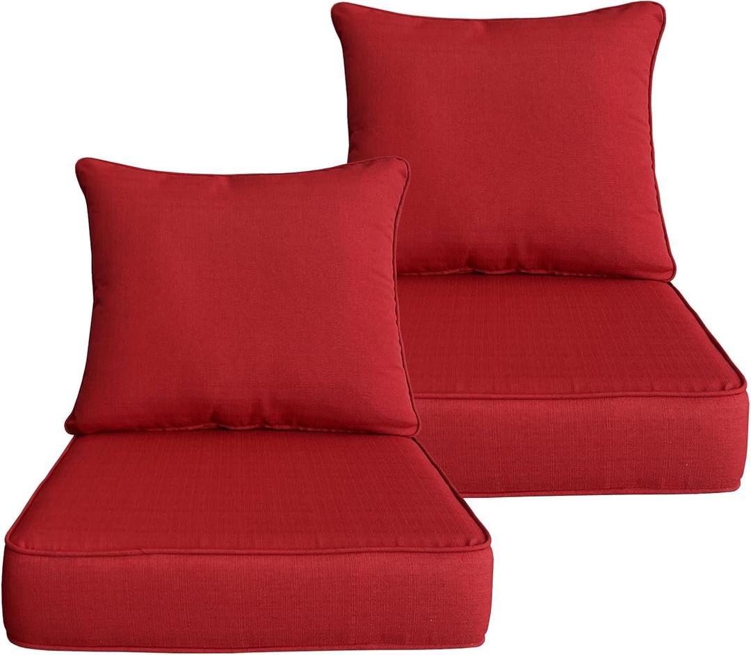 COZYVIDA Outdoor Deep Seat Cushion Set of 2, 24"x24" Seat & 25"x22.5" Back, C0 Water-Resistant Breathable Polyester, UV-Resistant 1000+ Hrs, 30D Foam with Recycled Fiber Fill,Boho Paisley,Chili