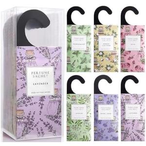 ROSE COTTAGE Large 12 Packs Hanging Closet Deodorizer Air Freshener Scented Sachets Long Lasting Smell Goods 6 Scents Option - Lavender, Linen, Cotton, Mint, Jasmine, Rose